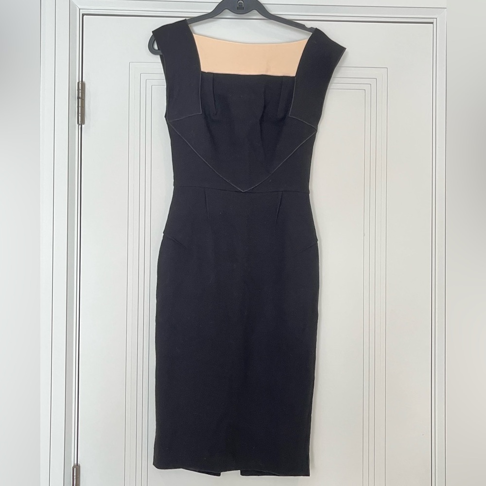 Roland Mouret Black and Cream Strapless Dress